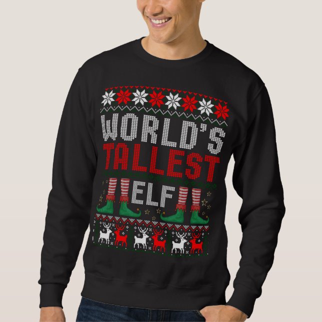 World's Tallest Elf - Jul Ugly Sweater Lång Ärmad Tröja (Framsida)