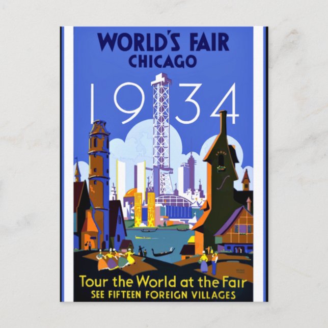 World's Trade Fair, Chicago 1934 Vykort (Framsida)