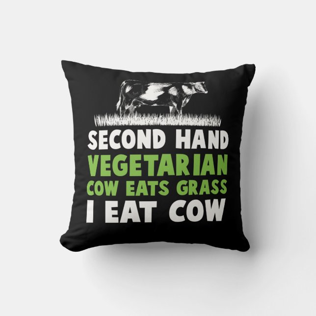 Worlds värsta vegetariska Cow Steak Anti Vegan Kudde (Framsida)