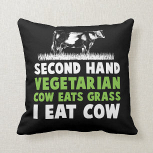 Worlds värsta vegetariska Cow Steak Anti Vegan Kudde