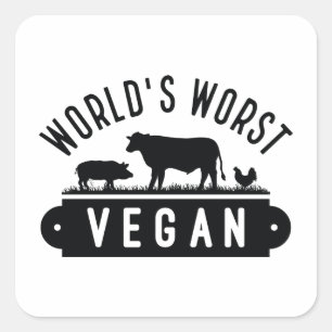 World's Worst Vegan Fyrkantigt Klistermärke