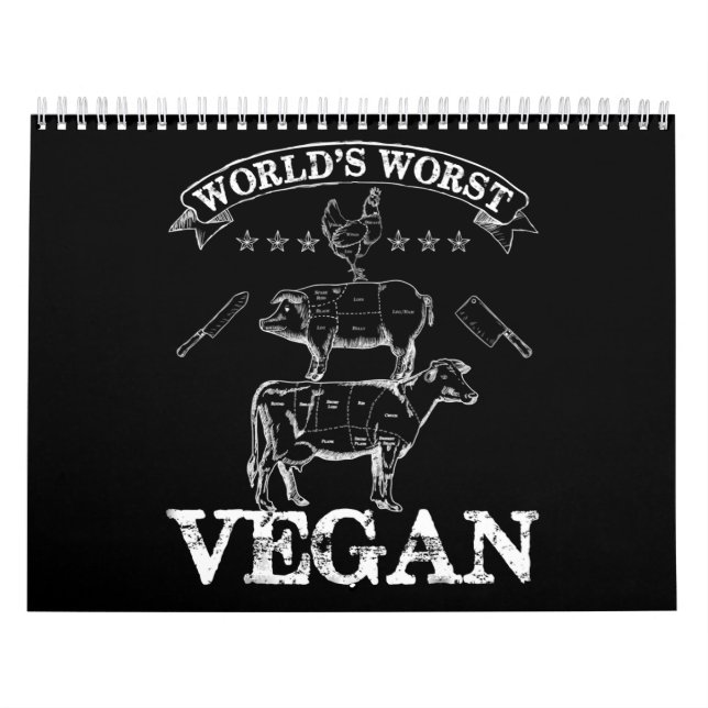 Worlds Worst Vegan Kött BBQ Chicken Gris Cow Kalender (Omslag)