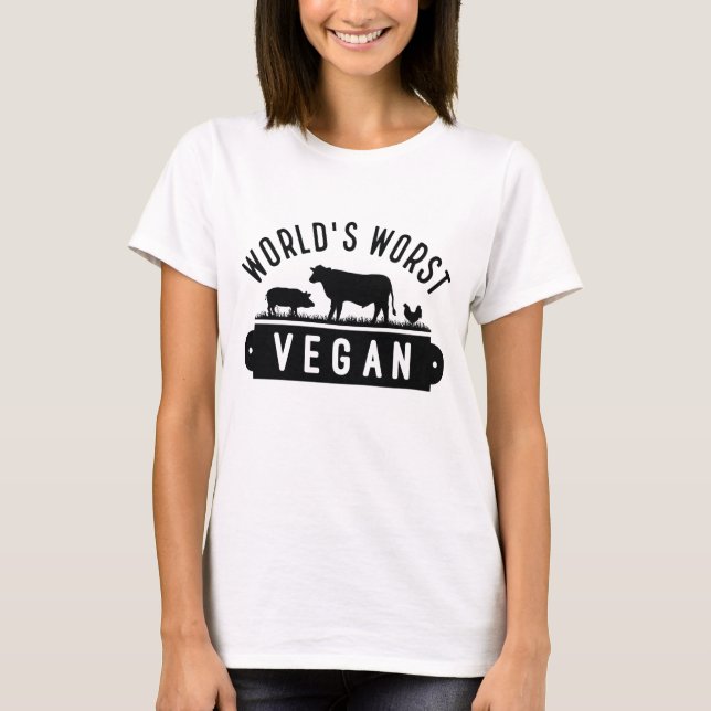 World's Worst Vegan T Shirt (Framsida)