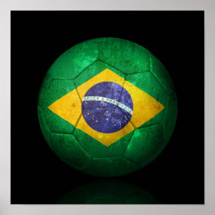 Worldwide Brazilian Flagga Football Ball Poster