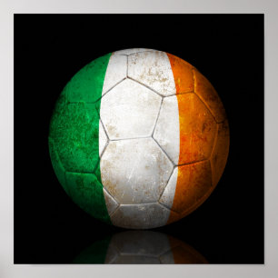 Worldwide Irish Flagga Football Soccer Ball Poster