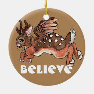 Worlpertinger/Jackalope tror Julgransprydnad Keramik