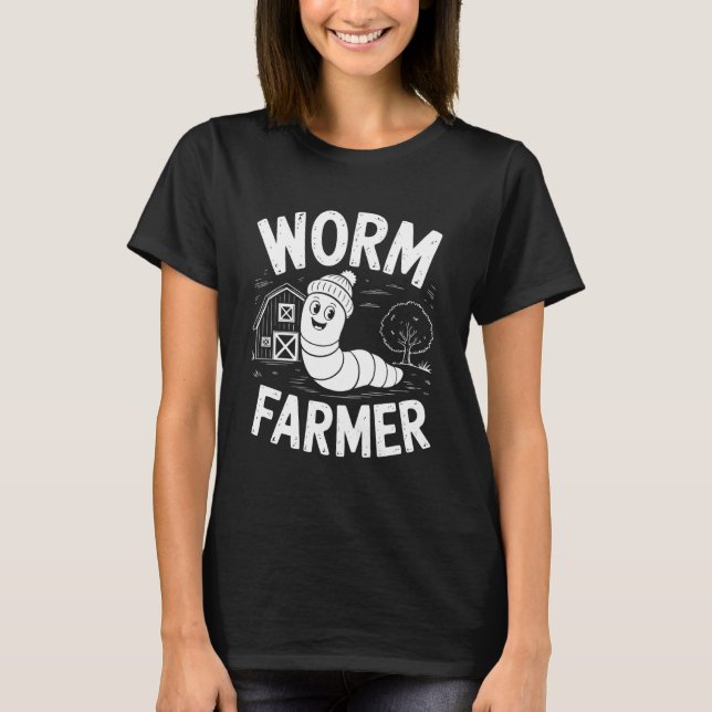 Worm Farmer Earthworm Garden Composting T Shirt (Framsida)
