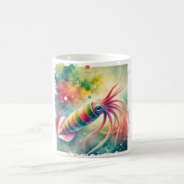 Worm Squid 170624AREF109 - Watercolor Kaffemugg (Center)