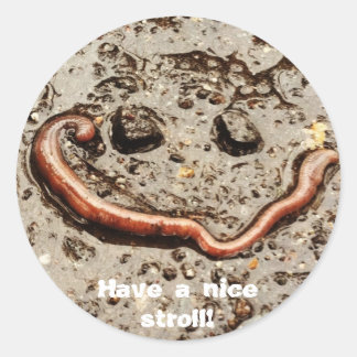 Wormy Smile Sticker Runt Klistermärke