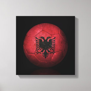 Worn Albanian Flagga Football Ball Canvastryck