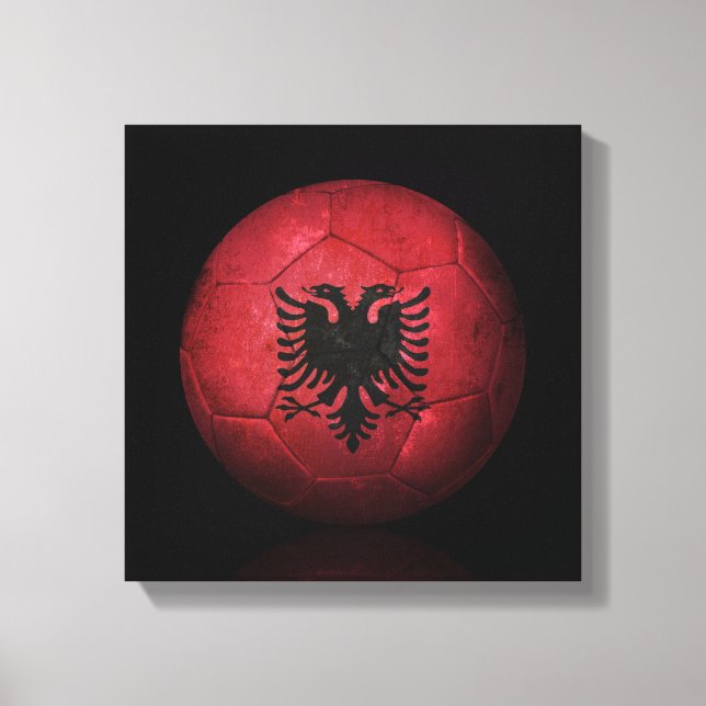 Worn Albanian Flagga Football Ball Canvastryck (Framsida)
