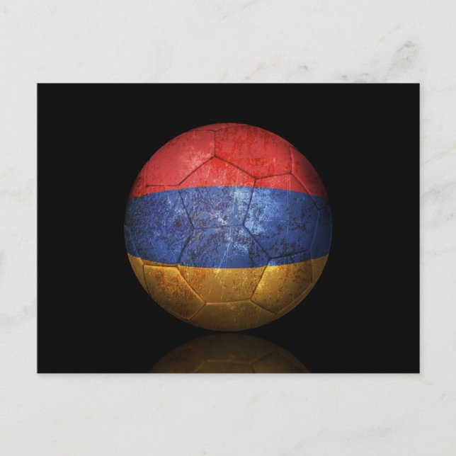 Worn Armenian Flagga Football Ball Vykort (Framsida)