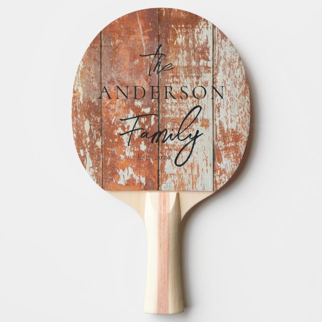 Worn Barn Wood Hand Written Family Name Pingisracket (Framsidan)