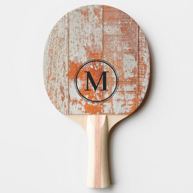 Worn Barn Wood Monogram Pingisracket (Baksidan)