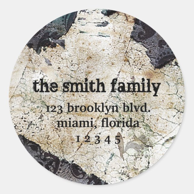 Worn Classic-adressetikettsmärken Runt Klistermärke (Framsida)