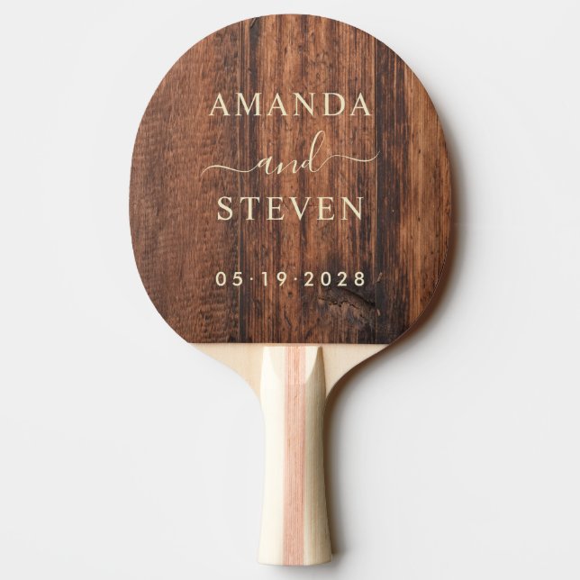 Worn Cutting Board Couple Names with Wedding Pingisracket (Baksidan)