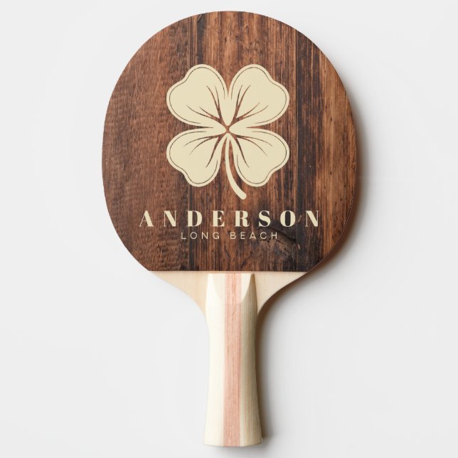 Worn Cutting Board Four Leaf Clover with Name Pingisracket (Baksidan)