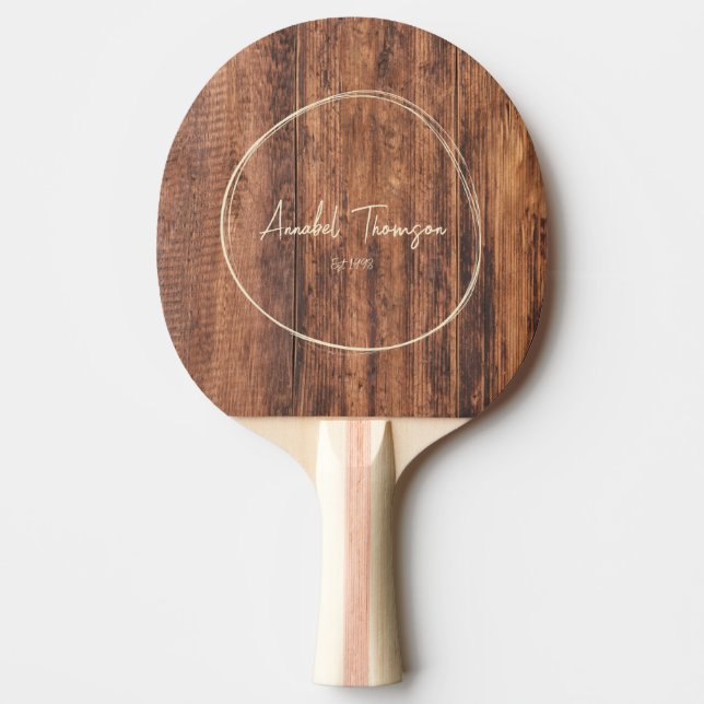 Worn Cutting Board Name in Drawn Circle  Pingisracket (Framsidan)