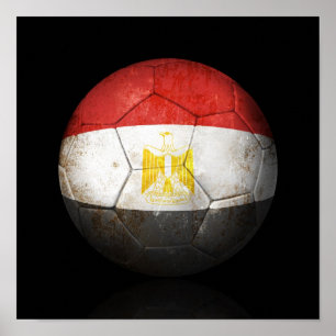 Worn Egyptian Flagga Football Ball Poster