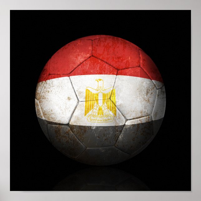 Worn Egyptian Flagga Football Ball Poster (Framsidan)