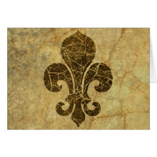 Worn Fleur De Lis Hälsningskort