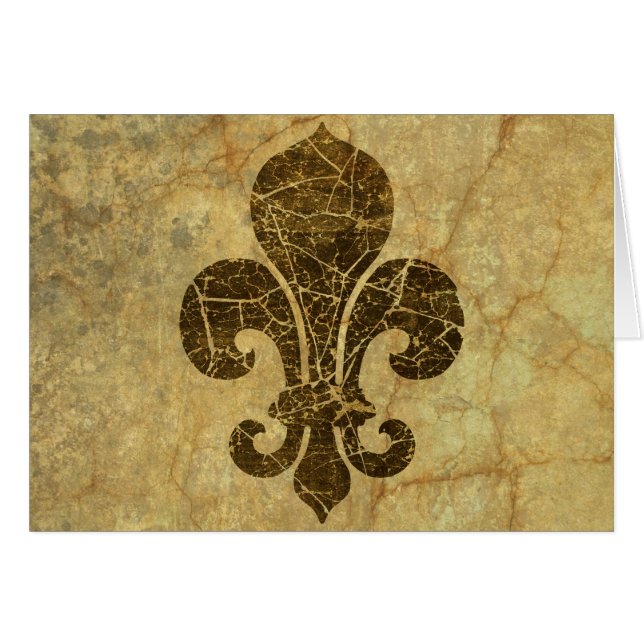 Worn Fleur De Lis Hälsningskort (Framsidan Horizontal)