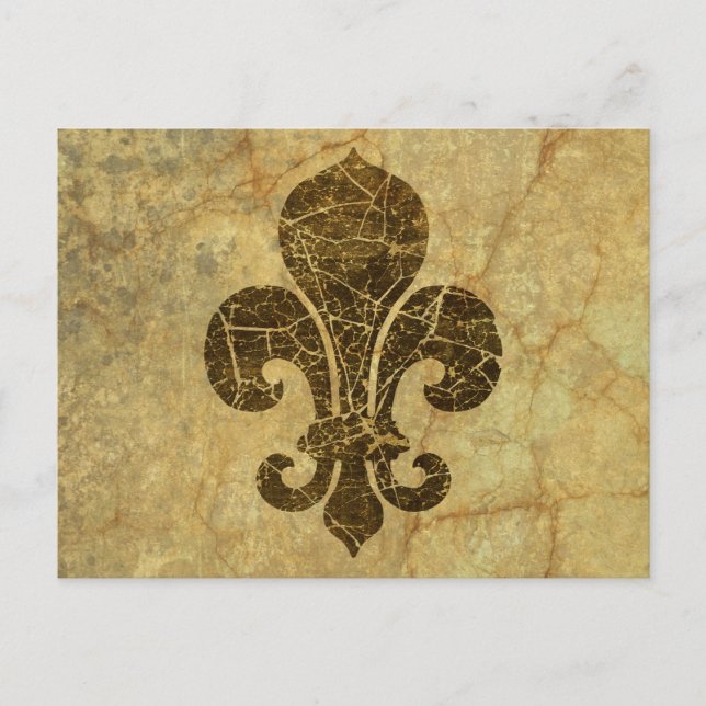 Worn Fleur De Lis Vykort (Framsida)