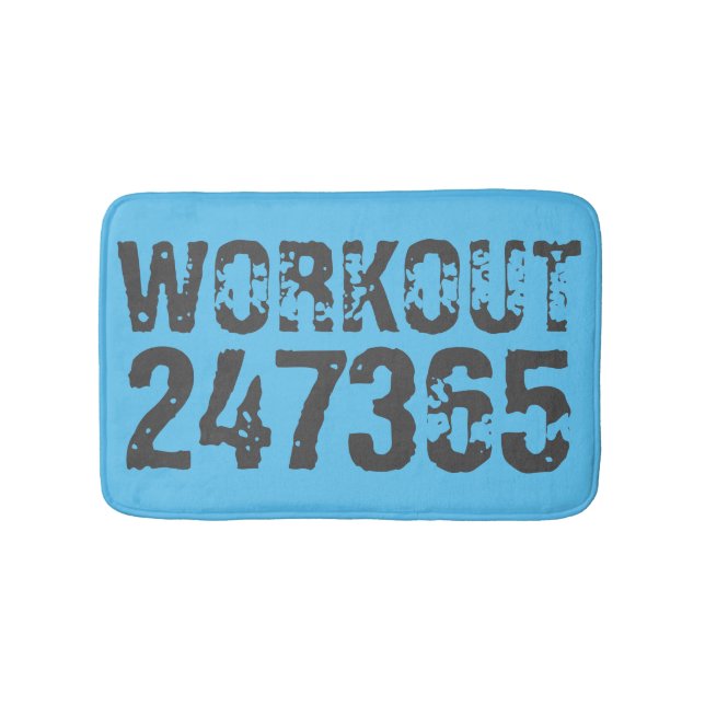 Worn out and scratched text Workout 247365 blue Badrumsmatta (Framsidan)