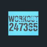 Worn out and scratched text Workout 247365 blue Canvastryck<br><div class="desc">Worn out and scratched text Workout 247365 in grey color with blue background. Perfect for anyone who is lifting,  fitness,  training,  bodybuilding and going to the gym.</div>