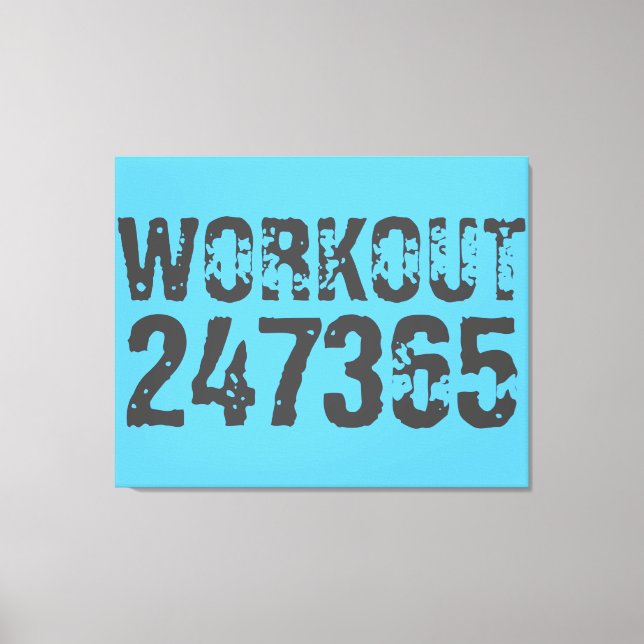 Worn out and scratched text Workout 247365 blue Canvastryck (Framsida)