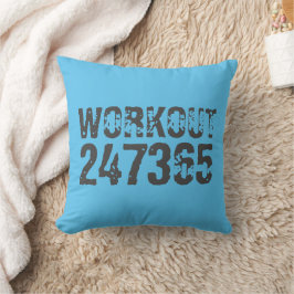 Worn out and scratched text Workout 247365 blue Kudde