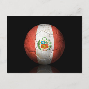 Worn Peruvian Flagga Football Soccer Ball Vykort