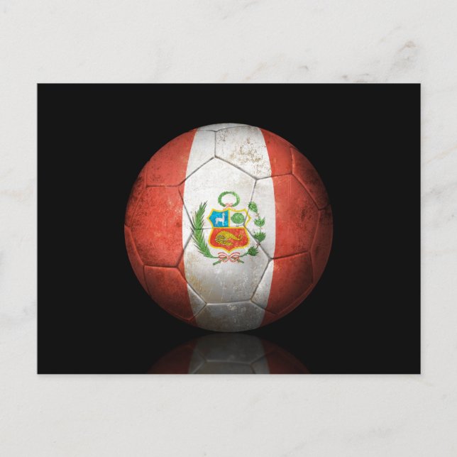Worn Peruvian Flagga Football Soccer Ball Vykort (Framsida)