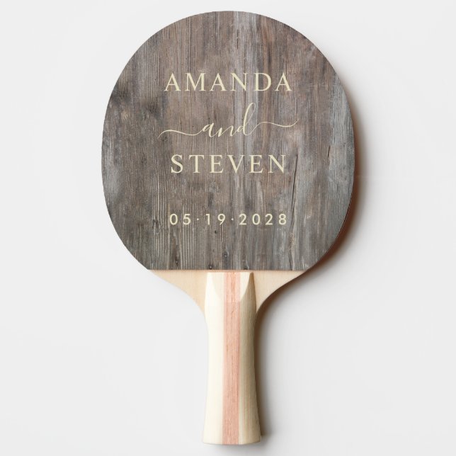 Worn Planks Couple Names with Wedding Pingisracket (Baksidan)