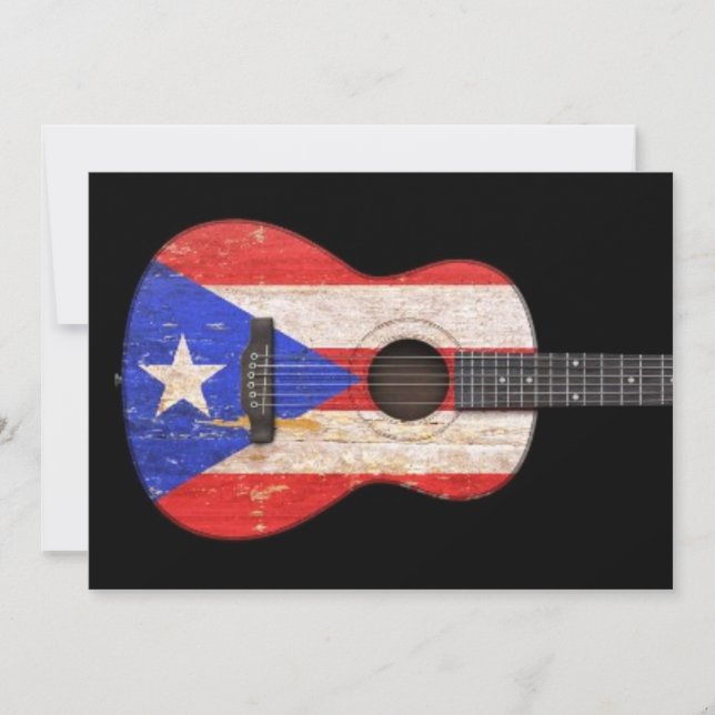 Worn Puerto Rico Flagga Acoustic Guitar, svart (Framsida)