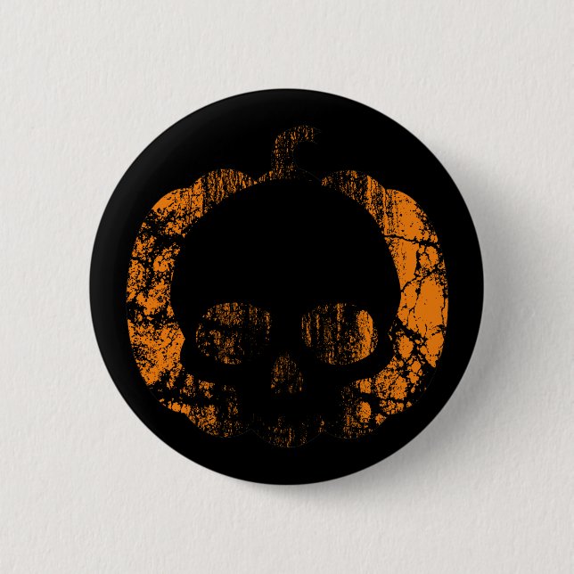 Worn Pumpkin Skull Knapp (Framsida)