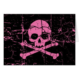 Worn Rosa Skull och Crossbone Hälsningskort