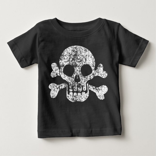 Worn Skull och Crossbone Baby T-Shirt (Framsida)