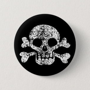 Worn Skull och Crossbone Knapp