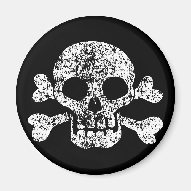 Worn Skull och Crossbone Magnet (Framsidan)