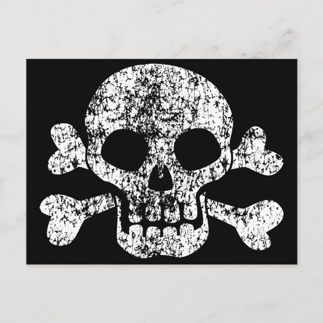 Worn Skull och Crossbone Vykort (Framsida)