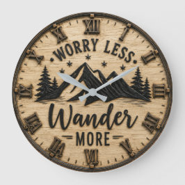 Worry Less Wander More Rustic Mountain Cabin Stor Klocka