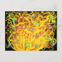 Worship Art Orange Gul Guld Flammor Blå Svart