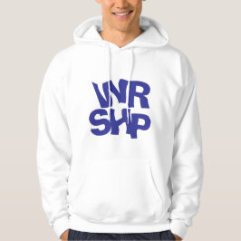 WORSHIP Skriv ut vit Hoodie