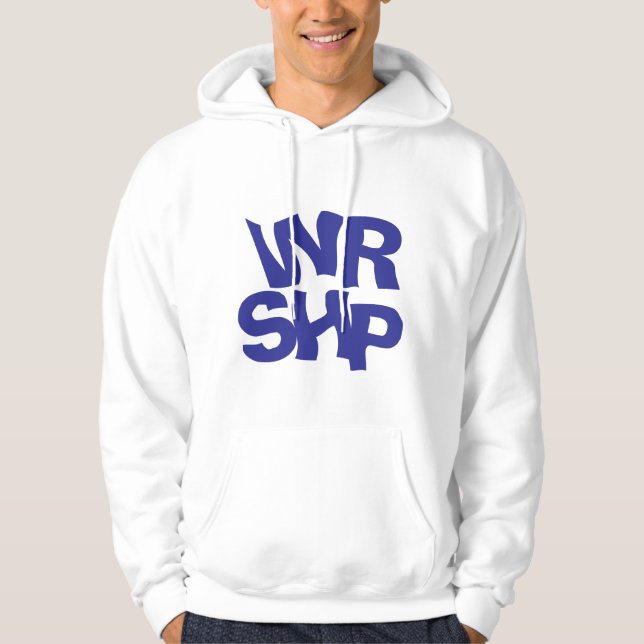 WORSHIP Skriv ut vit Hoodie (Framsida)