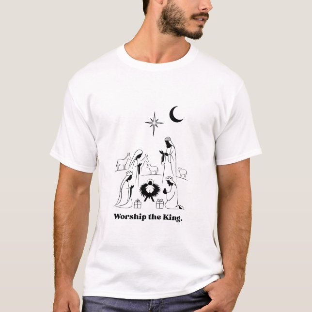 Worship the King T-Shirt | Minimalist Nativity  (Framsida)