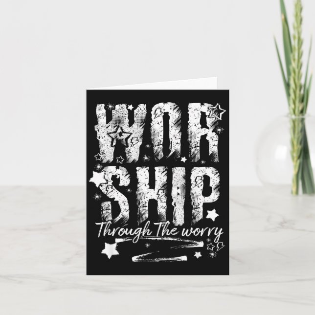 Worship Through The Worry Christian Faith Retro Bi Kort (Framsida)