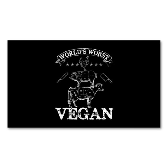 Worst Vegan Kött BBQ Chicken Gris Cow Magnetiska Visitkort (Framsida)