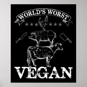 Worst Vegan Kött BBQ Chicken Gris Cow Poster