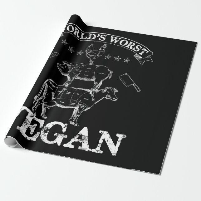 Worst Vegan Kött BBQ Chicken Gris Cow Presentpapper (Utrullad)